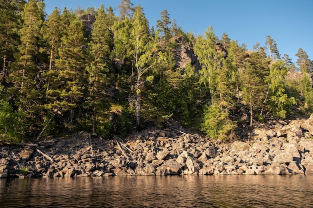 Ladoga lake Panorama of the Republic of Karelia Northern nature of Russia