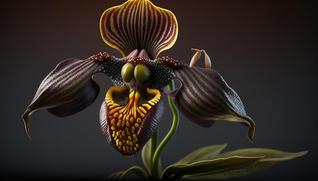 Lady's Slipper Orchid Flower Generative AI