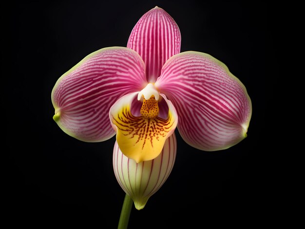 Lady Sliper Orchid flower in studio background single lady sliper flower Beautiful flower images