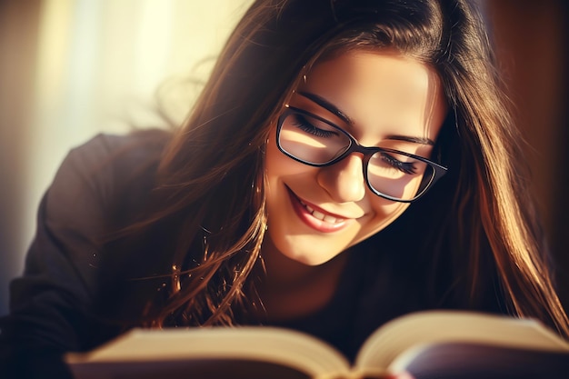 A lady smiling while reading a heartwarming book