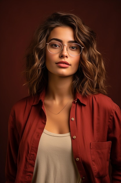 Lady with Glasses Wearing Denim Top