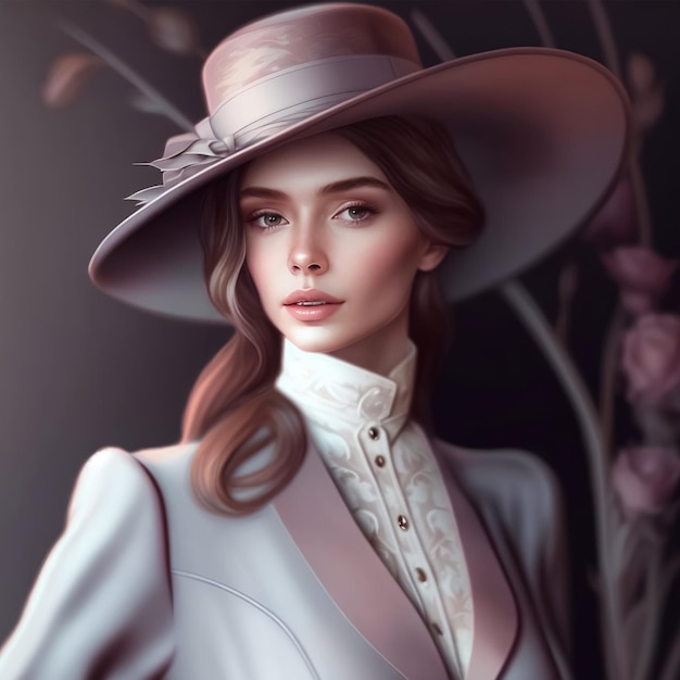 Lady with hat illustration Elegant woman with hat illustration