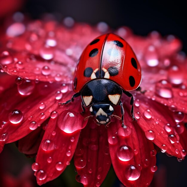 Foto ladybird striscia sul gambo di una pianta in primavera