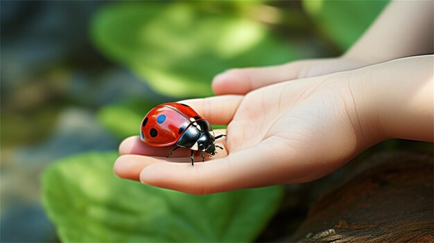 ladybird on finger