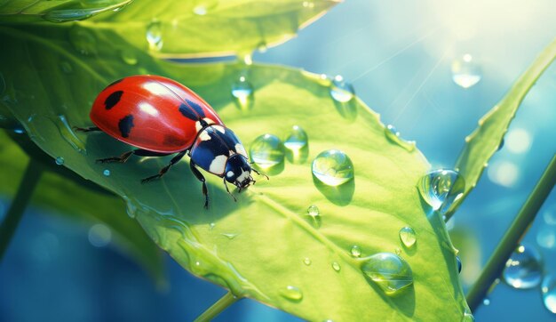 A Ladybirds Journey Through Bright Sunlight