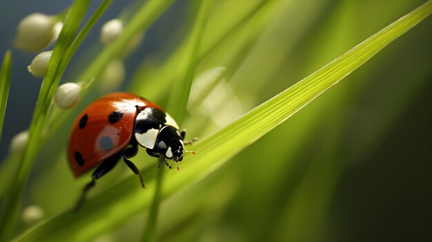 Photo a ladybug on a blade of grass