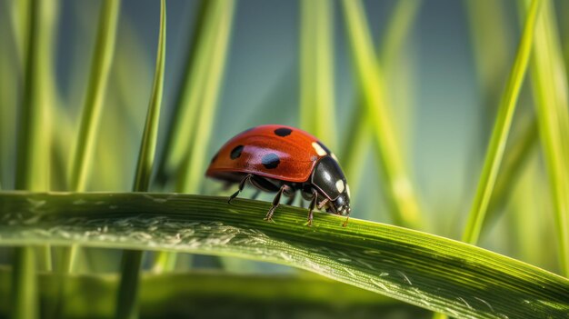 A ladybug on a blade of grass