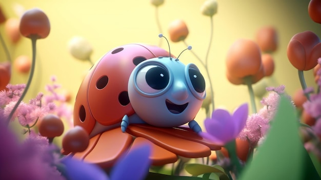 A ladybug on a flower field