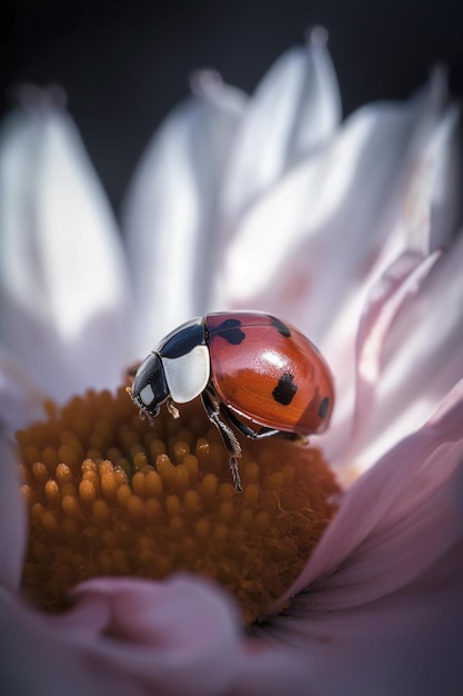 A ladybug on a flower in the garden