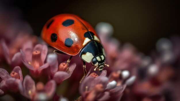 A ladybug on a flower in the garden