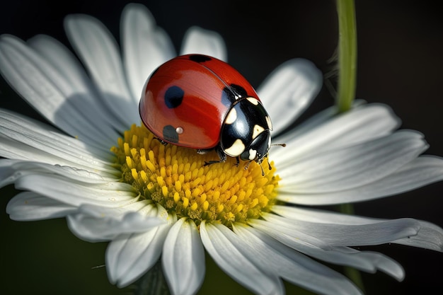 A ladybug on a flower in the garden