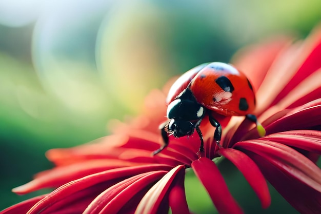 Ladybug on a flower wallpaper