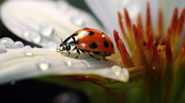 ladybug on the green leaf Created with AI