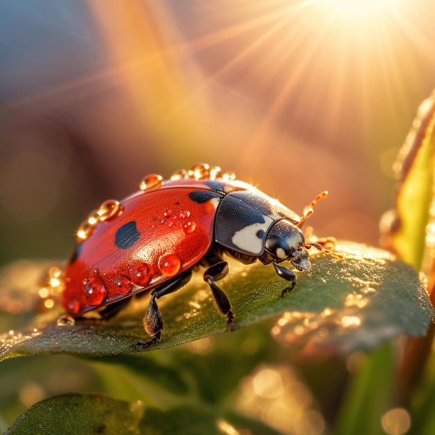 Ladybug in de avondzon fotorealistische macro