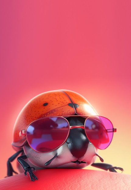 Photo ladybug insect animal wearing sunglass shade glasses