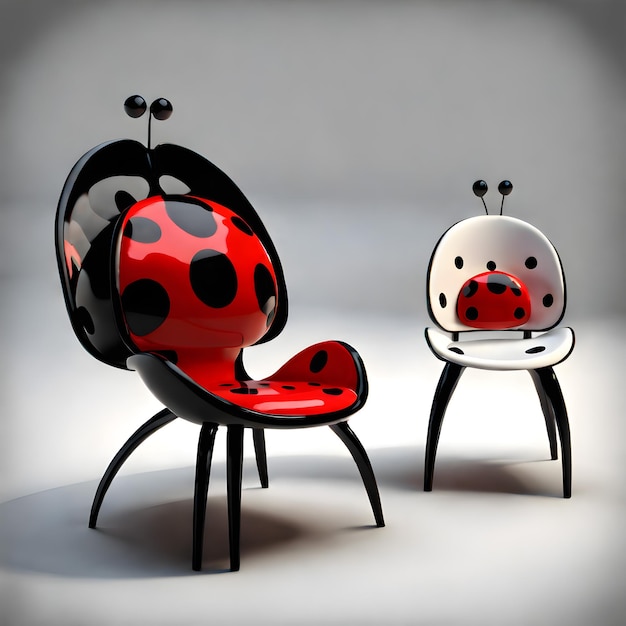 a ladybug and a ladybug are sitting on a chair