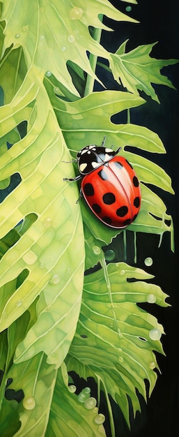 ladybug on a leaf with a ladybug on it