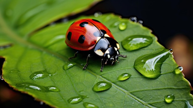 A ladybug on a leaf