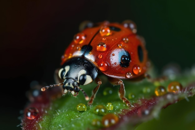 Ladybug macro photography close up shallow focus Generative AI