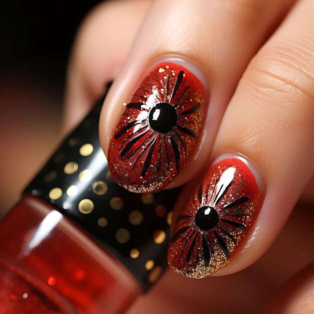 Red and Black Nail Art - A Bold and Stylish Statement | Art and Design