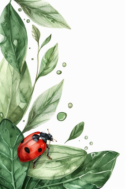 Ladybug op Dewy Green Leaves Nature Closeup