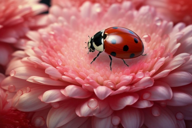 細な花の花びらに座っているウサギ