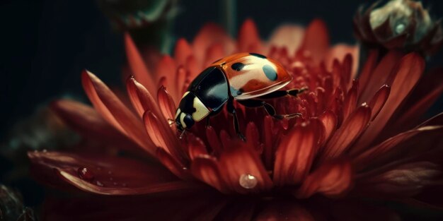 Photo a ladybug on a red flower