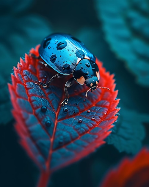 Ladybug set on leaf