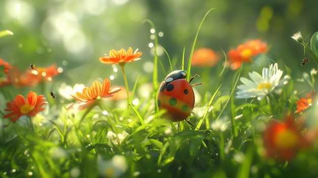 Ladybug in a Sunny Meadow