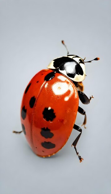 a ladybug with black spots on its face is shown