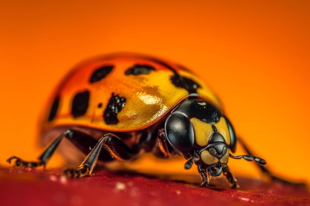 A ladybug with a red background and the word ladybird on it