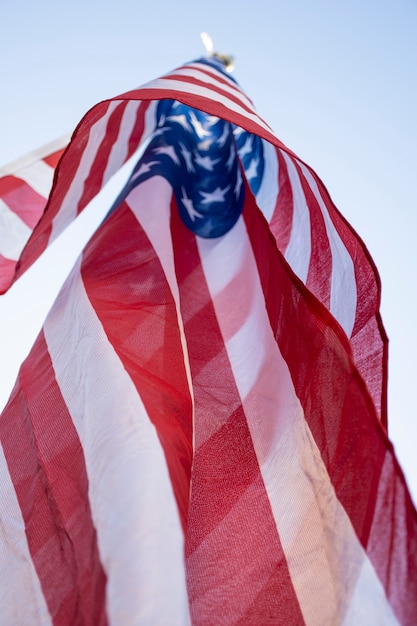 Foto lage hoek onafhankelijkheidsdag usa vlag