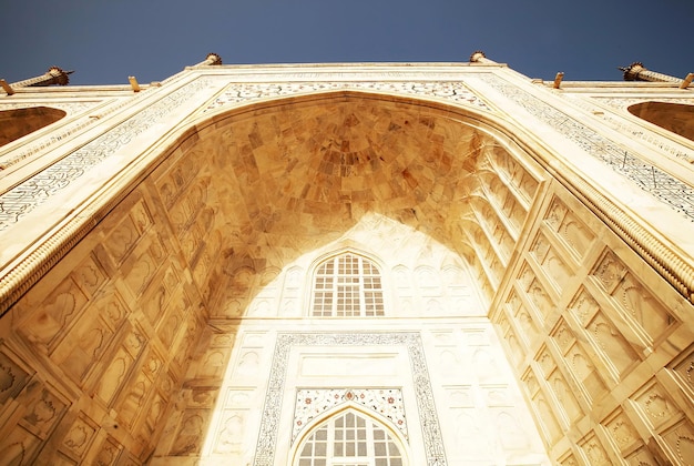 Foto lage hoek van de taj mahal