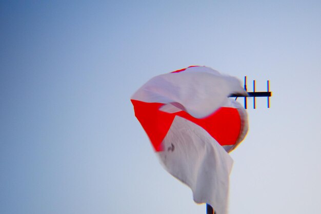 Lage hoek van de vlag tegen een heldere lucht