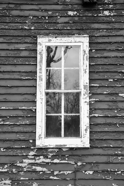 Foto lage hoek van een raam op een verlaten gebouw