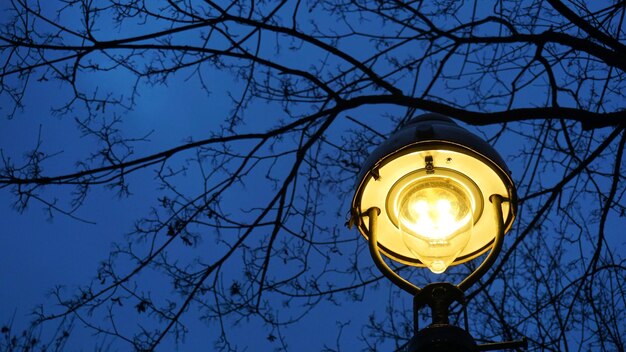 Foto lage hoek van straatverlichting tegen de lucht