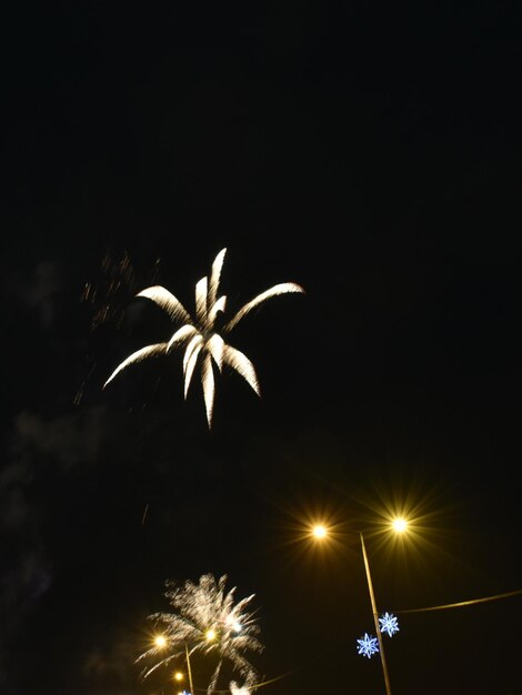 Foto lage hoek van vuurwerk tegen de hemel's nachts