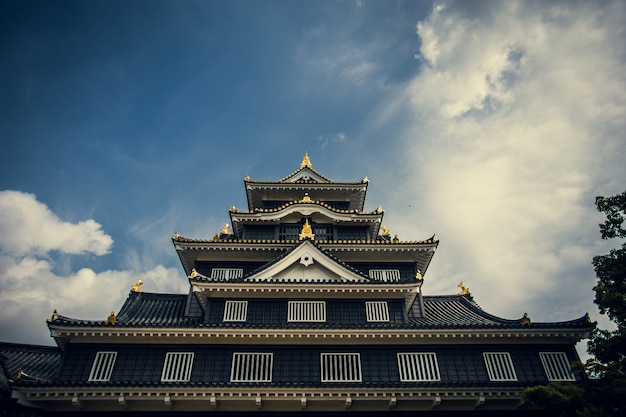 Lage hoekopname van Ujo Park in Okayama, Japan