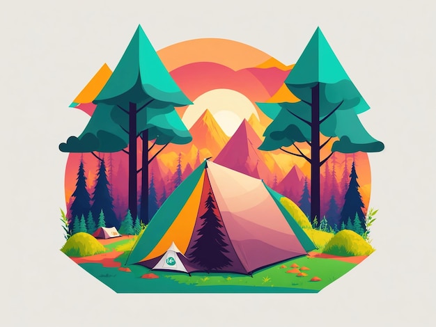 lage poly cartoon stijl tenten kamperen in het nationaal park