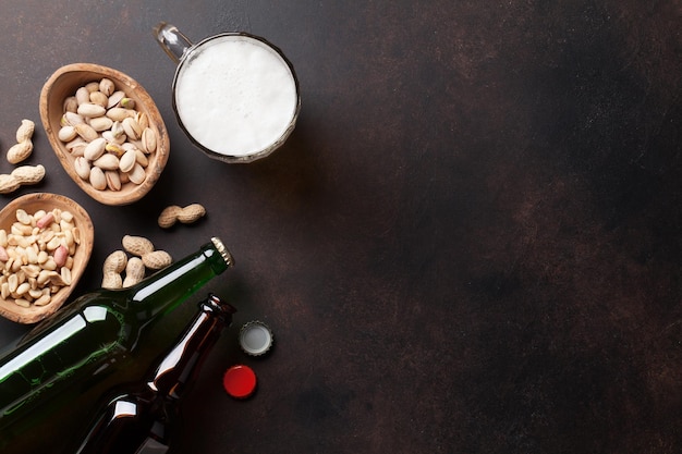 Lager beer mug and snacks