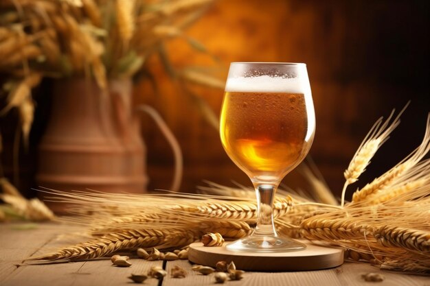 アルコール ゴールド グラス ビール パブ アルコール スープ 飲み物 ジェネレーティブ AI