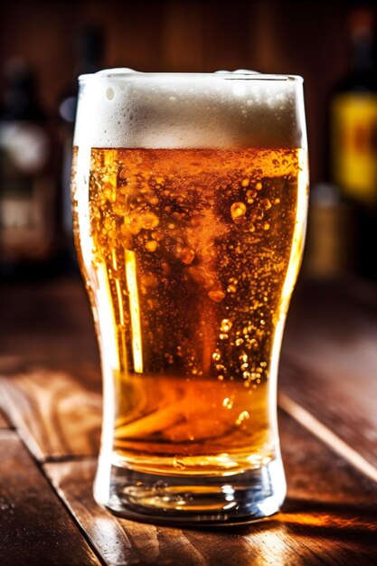 Лагер алкоголь пинт пиво пена паб стакан питье золото напиток генеративный ИИ