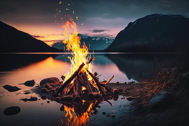 Foto lagerfeuer am see