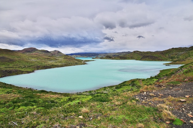 Lago Pehoe in het nationale park Torres del Paine