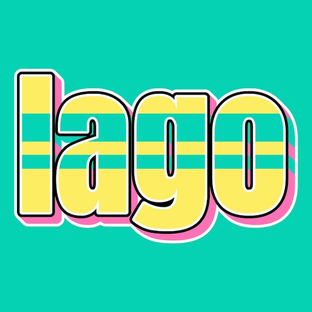 Foto lago typografie vintage 90's 3d ontwerp gele roze tekst achtergrond foto jpg