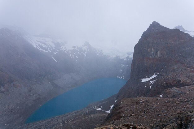 Laguna Sucia view on a cloudy day Fitz Roy mountain, Patagonia, Argentina