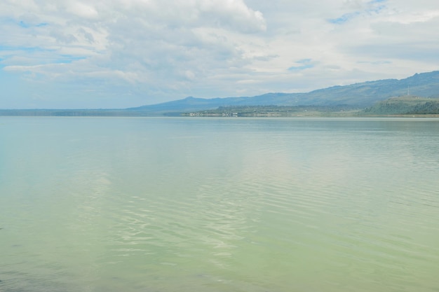 Lake against a mountain background lake elementaita naivasha rift valley