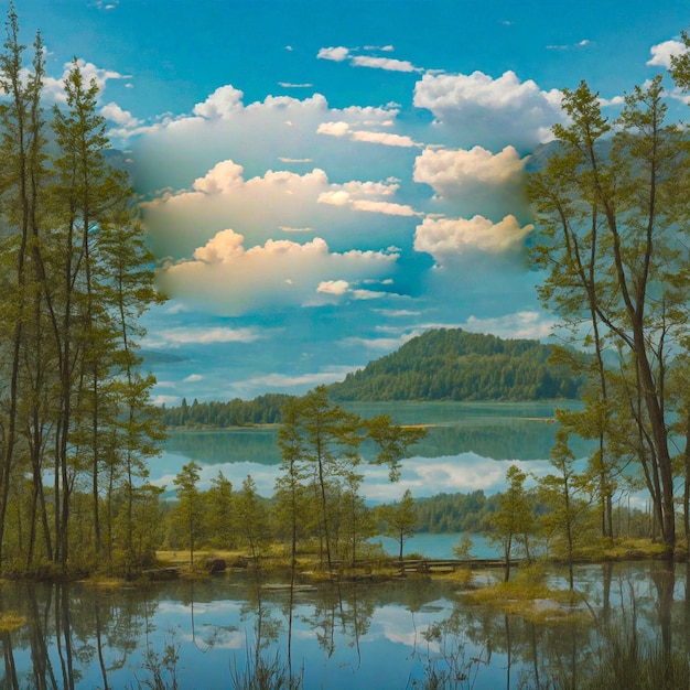 Lake AI gegenereerde afbeeldingen