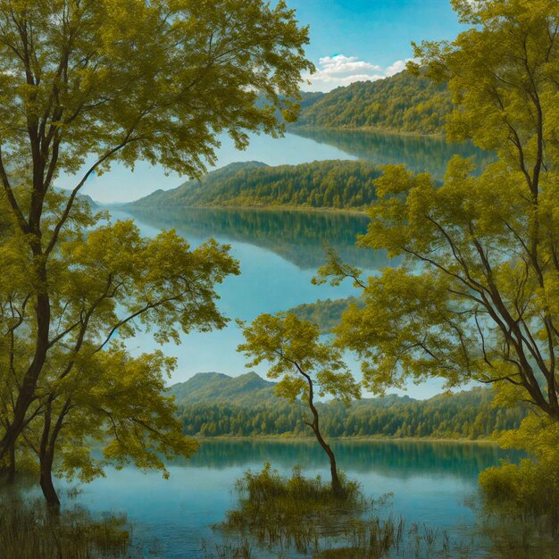 Lake AI gegenereerde afbeeldingen