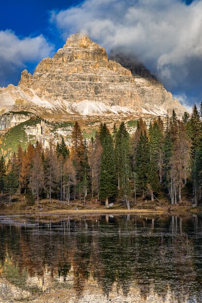 사진 안토 르노 호수와 록키 산맥 전망, dolomites, 이탈리아